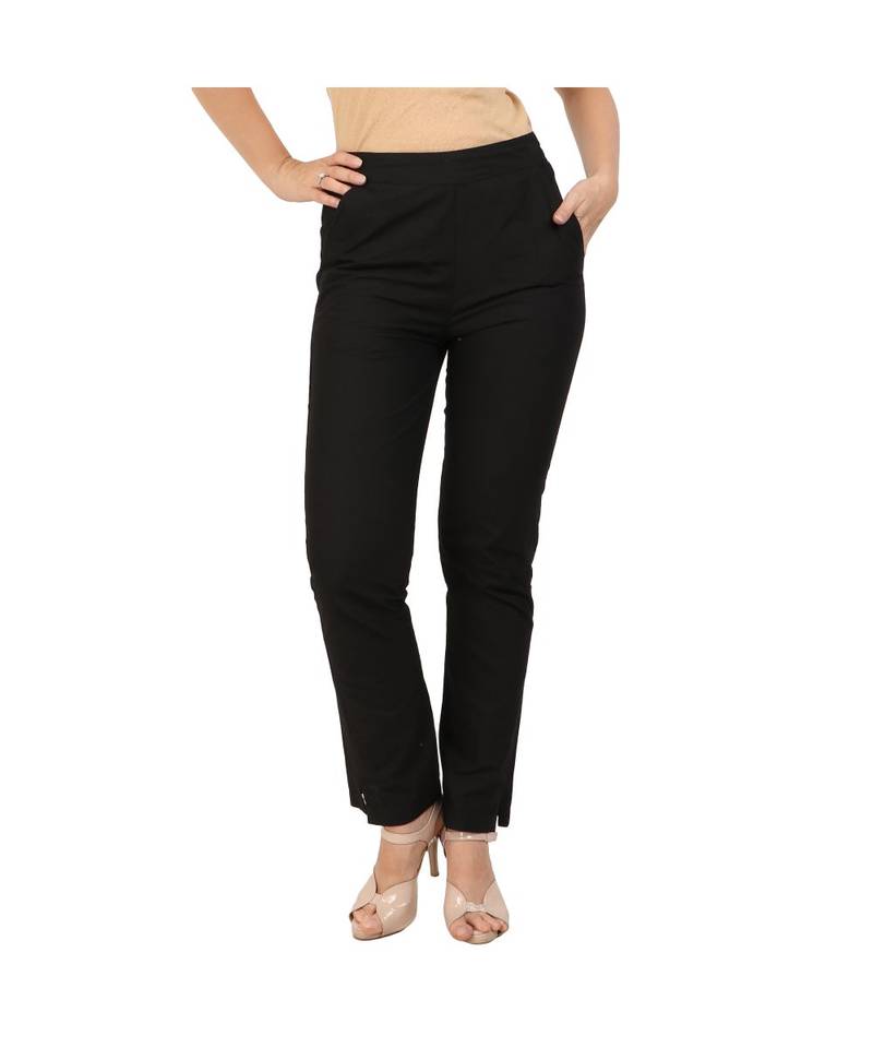black plain Cotton trousers