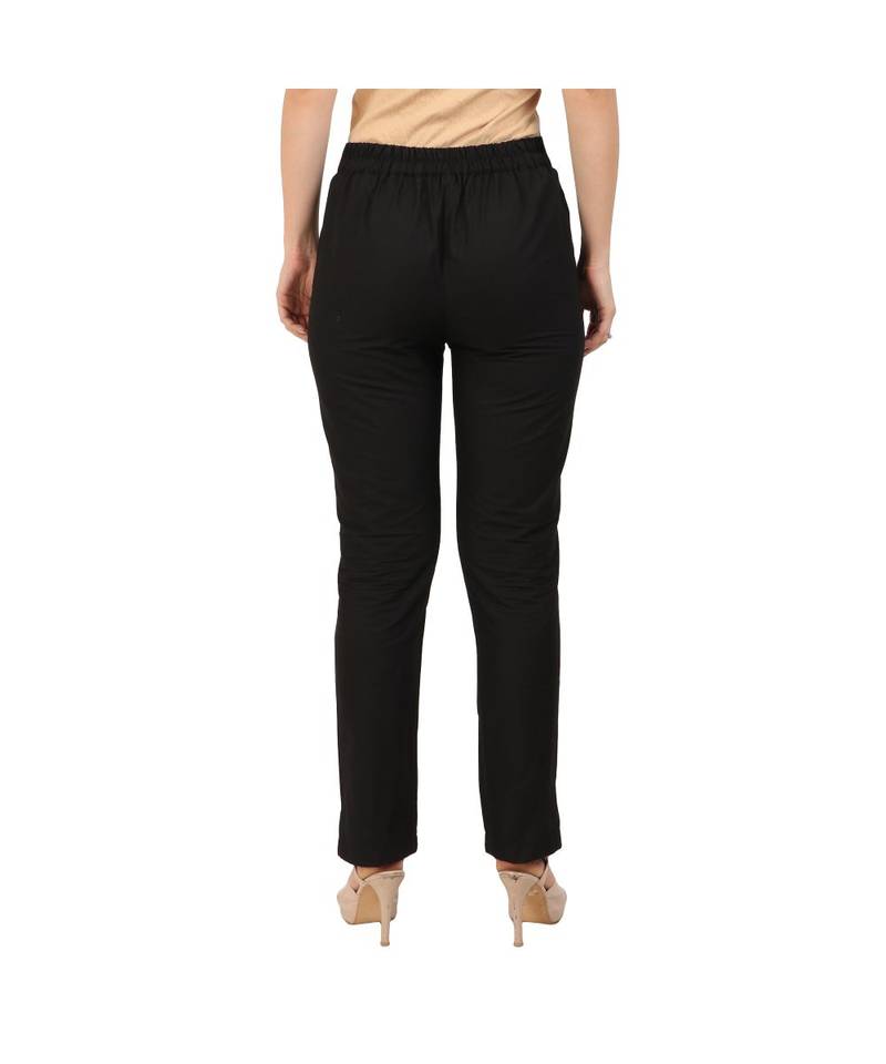 black plain Cotton trousers