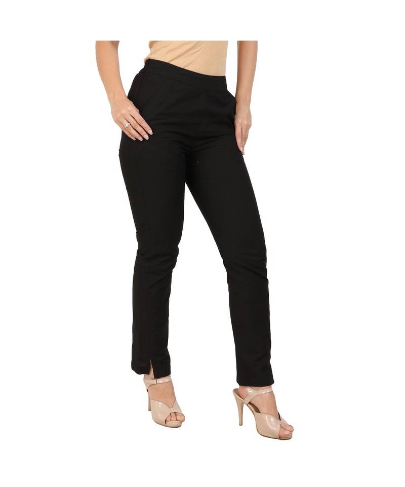black plain Cotton trousers