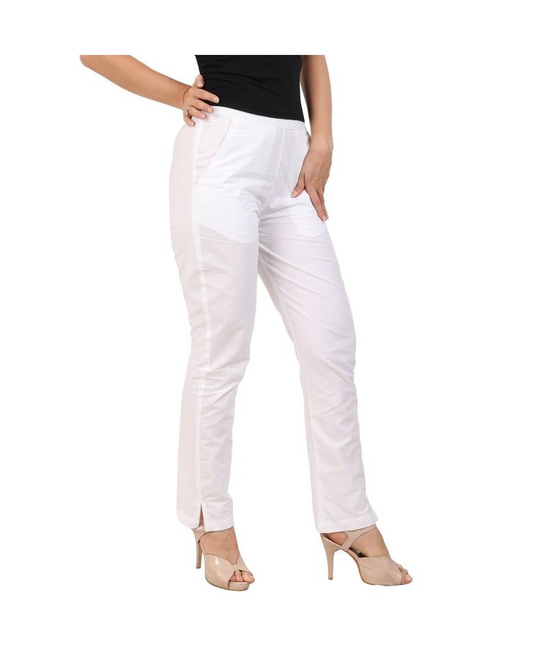 white plain Cotton trousers