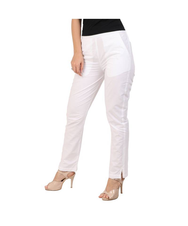 white plain Cotton trousers