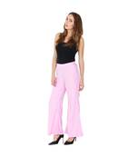 pink plain rayon trousers