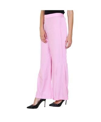 pink plain rayon trousers 2