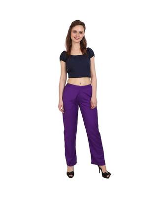 purple plain rayon trousers 1