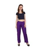 purple plain rayon trousers