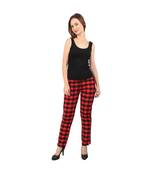 red plain rayon trousers