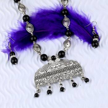 Adjustable Exclusive Silver Plated With Black Pearl  Pendant Mala Set For Women Girl 4
