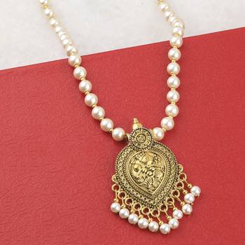 Stylish Fancy Gold Plated With Pearl  Pendant Mala Set For Women Girl 2