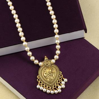 Stylish Fancy Gold Plated With Pearl  Pendant Mala Set For Women Girl 3