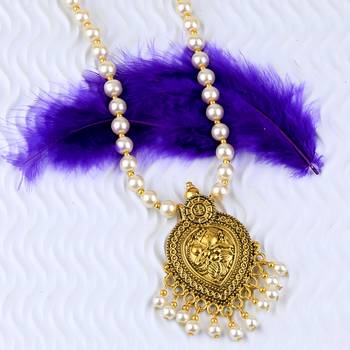 Stylish Fancy Gold Plated With Pearl  Pendant Mala Set For Women Girl 4