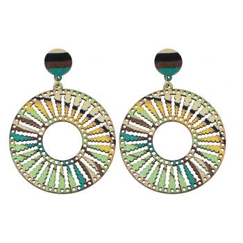 Exclusive Wooden Earrings Round Dangler Light Weight For Girls And Women. 2