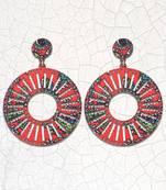 Ethnic Round Drop Wooden Light Weight Earrings For Girls And Women.