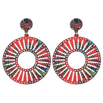 Ethnic Round Drop Wooden Light Weight Earrings For Girls And Women. 2