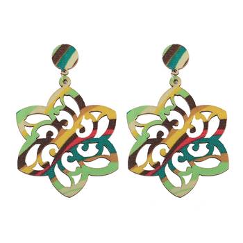 Party Wear Dangler Wooden Earrings For Girls And Women 2
