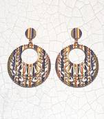 Charm Stylish Wooden Earrings Round Dangler Light Weight For Girls And Women.