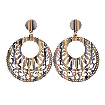 Charm Stylish Wooden Earrings Round Dangler Light Weight For Girls And Women. 2