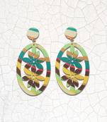 Ethnic Drop Wooden Light Weight Earrings For Girls And Women.
