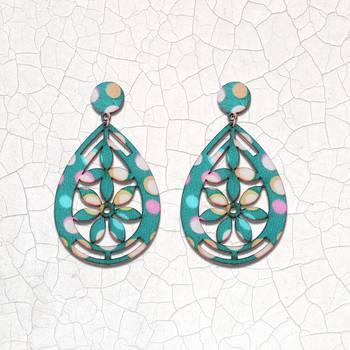 Party Wear Drop Wooden Light Weight Earrings For Girls And Women. 1