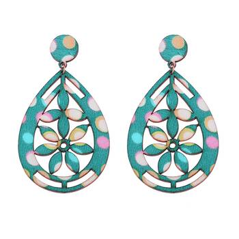 Party Wear Drop Wooden Light Weight Earrings For Girls And Women. 2