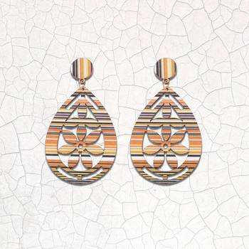 Elegant Designer Light Weight Dangle Wooden Earrings For Girls And Women. 1