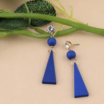 Exclusive Diamond Wooden Earrings Long Dangler Light Weight For Girls And Women. 2