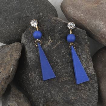 Exclusive Diamond Wooden Earrings Long Dangler Light Weight For Girls And Women. 4