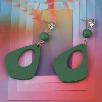 Ethnic Drop  Diamond Wooden Light Weight Earrings For Girls And Women. 1
