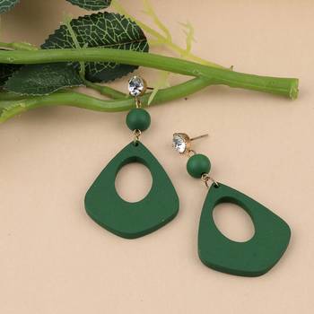 Ethnic Drop  Diamond Wooden Light Weight Earrings For Girls And Women. 2