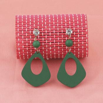 Ethnic Drop  Diamond Wooden Light Weight Earrings For Girls And Women. 3