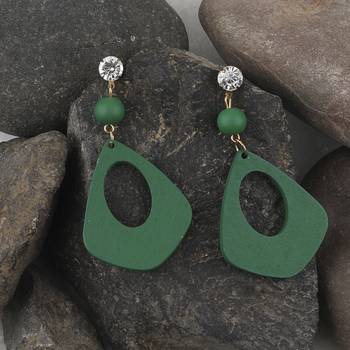 Ethnic Drop  Diamond Wooden Light Weight Earrings For Girls And Women. 4
