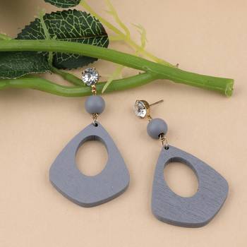 Party Wear Dangler Diamond Wooden Earrings For Girls And Women 2