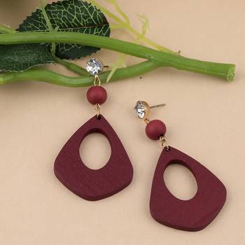 Attractive  Diamond Wooden Light Weight Earrings For Girls And Women. 2