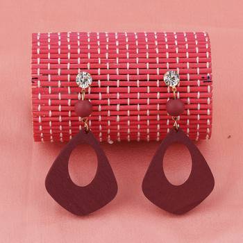 Attractive  Diamond Wooden Light Weight Earrings For Girls And Women. 3