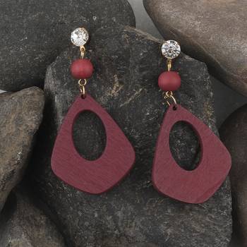 Attractive  Diamond Wooden Light Weight Earrings For Girls And Women. 4