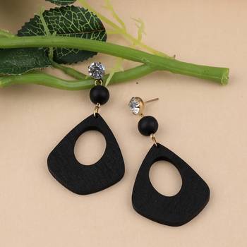 Stylish Dangler Diamond Wooden Earrings  Light Weight For Girls And Women 2