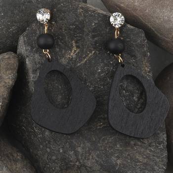 Stylish Dangler Diamond Wooden Earrings  Light Weight For Girls And Women 4