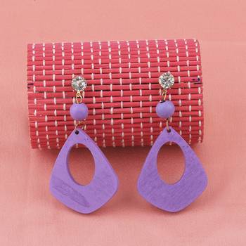 Charm Designer Diamond Wooden Light Weight Dangler Earrings For Girls And Women 3