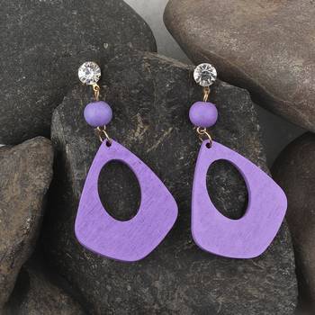 Charm Designer Diamond Wooden Light Weight Dangler Earrings For Girls And Women 4