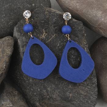 Elegant Dangler Diamond Wooden Earrings For Girls And Women 4