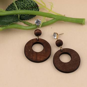 Elegant Dangler Diamond Wooden Earrings For Girls And Women 2