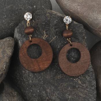 Elegant Dangler Diamond Wooden Earrings For Girls And Women 4