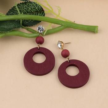 Elegant Dangler Diamond Wooden Earrings For Girls And Women 2