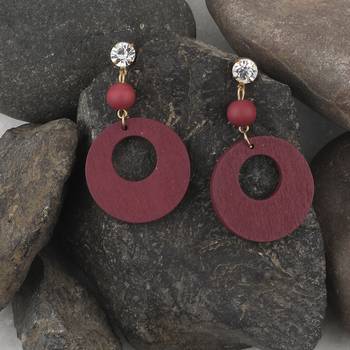 Elegant Dangler Diamond Wooden Earrings For Girls And Women 4