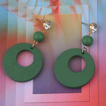 Attractive Round Wooden Light Weight Earrings For Girls And Women. 1