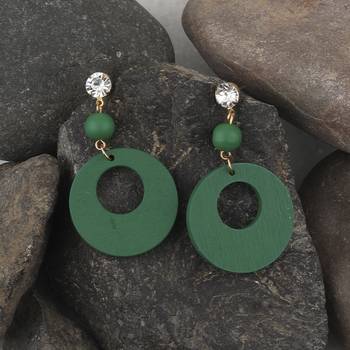 Attractive Round Wooden Light Weight Earrings For Girls And Women. 4