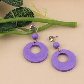 Beautiful Party Wear Diamond Wooden Earring Perfect And Different Look For Women 2