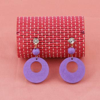 Beautiful Party Wear Diamond Wooden Earring Perfect And Different Look For Women 3