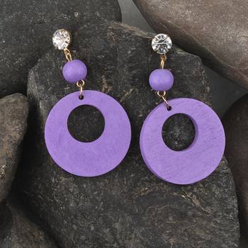 Beautiful Party Wear Diamond Wooden Earring Perfect And Different Look For Women 4