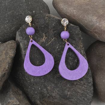 Party Wear Natural Diamond Wooden Earring For Perfect And Different Look For Women 4