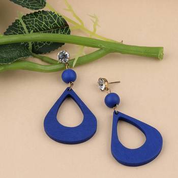 Antique Natural Diamond Wooden Dangler Earrings For Girls And Women. 2